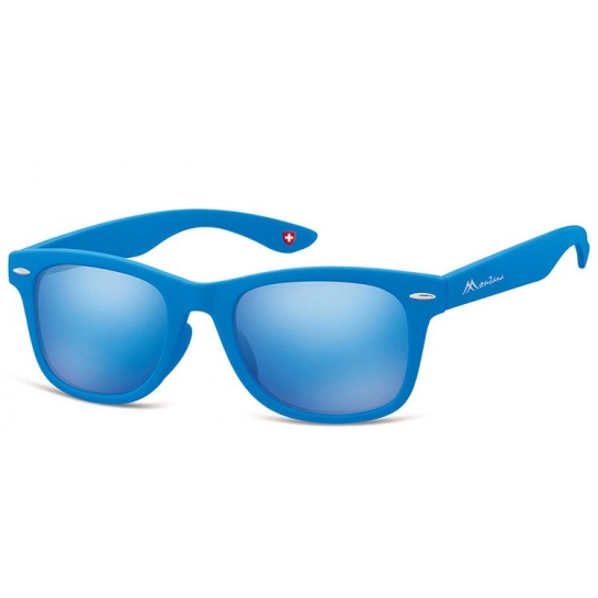 Okulary przeciwsłoneczne Lustrzanki dziecięce nerdy  Montana 965C niebieskie matowe